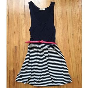 NAVY STRIPED COTTON DRESS